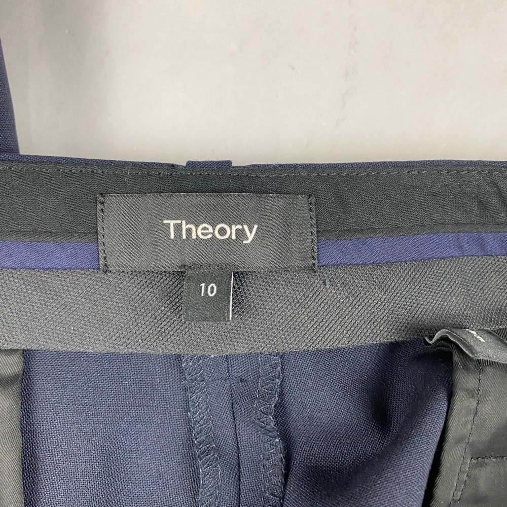 Theory Pants Women's Size 10 Max C3 Sevona Trouser Blue Wool Stretch - Flaw - Picture 10 of 16